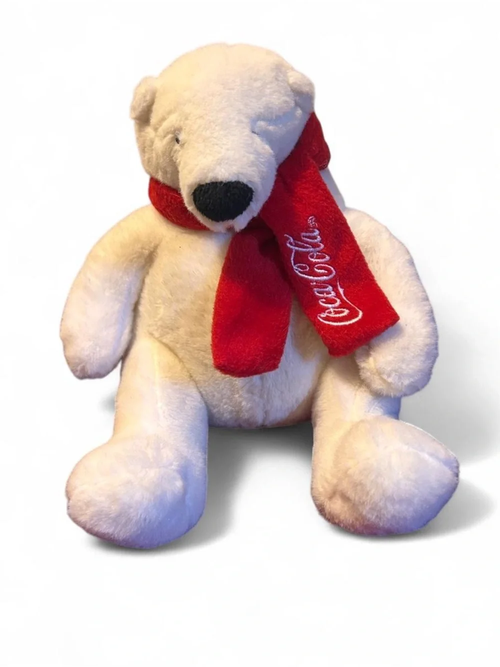 Vintage Coca- Cola plush Polar Bear W/ red scarf- collectible